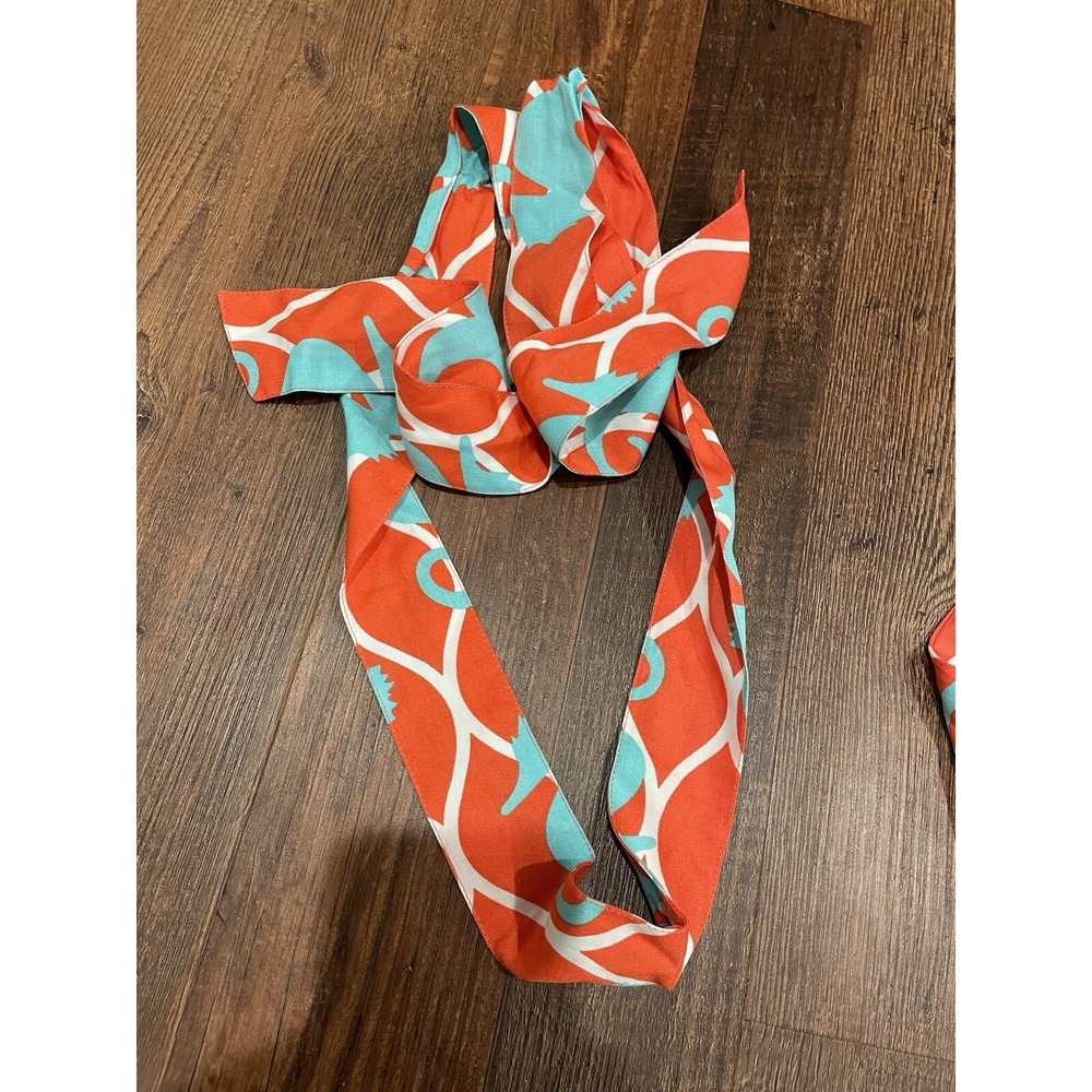 Escapada Living Seahorse Print Belted Tunic Dress Aqua Coral Womens Sz XS - Picture 6 of 9
